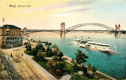 AK / Ansichtskarte Bonn Rhein mit Fahrgastschiff und Rheinbruecke Kat. Bonn