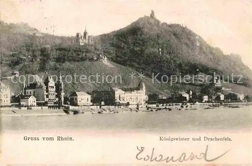 AK / Ansichtskarte Koenigswinter mit Drachenfels am Rhein Kat. Koenigswinter