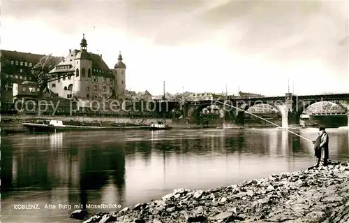 AK / Ansichtskarte Koblenz Rhein Alte Burg mit Moselbruecke Kat. Koblenz