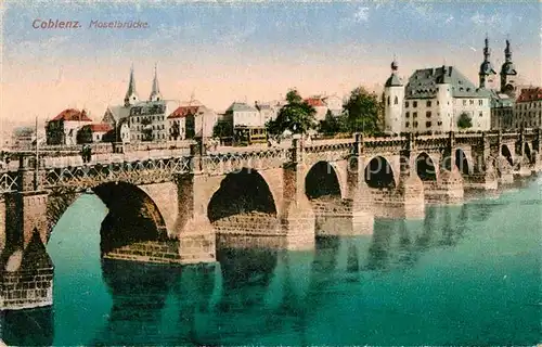 AK / Ansichtskarte Koblenz Rhein mit Moselbruecke Kat. Koblenz