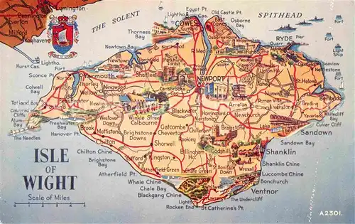 AK / Ansichtskarte Isle of Wight UK Map Landkarte Valentines Postcard