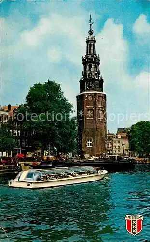 AK / Ansichtskarte Amsterdam Niederlande Montelbaantoren Turm Ausflugsboot Kat. Amsterdam