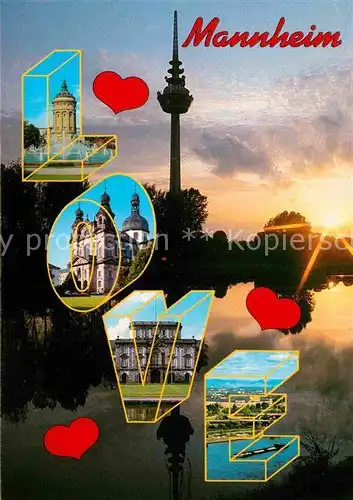 AK / Ansichtskarte Mannheim Wasserturm Jesuitenkirche Schloss Rhein Kat. Mannheim