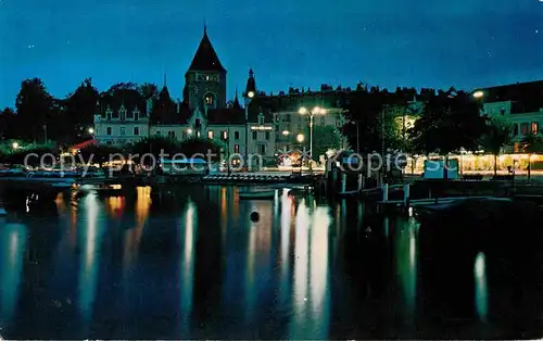 AK / Ansichtskarte Ouchy Vue nocturne Chateau et port Lac Leman Genfersee Kat. Lausanne