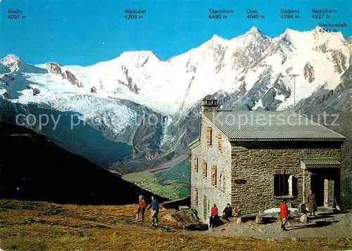 AK / Ansichtskarte Weissmieshuette Alphubel Taeschhorn Dom Suedlenz Kat. Saas Tal Saas Grund