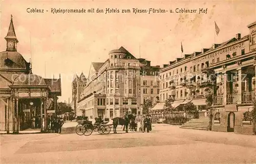AK / Ansichtskarte Koblenz Rhein Rheinpromenade Hotel Riesenfuersten Coblenzer Hof Kat. Koblenz