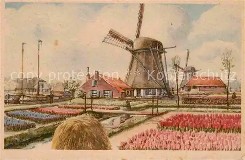 AK / Ansichtskarte Niederlande Windmuehle Kuenstlerkarte Kat. Niederlande