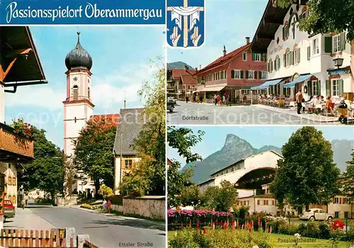 AK / Ansichtskarte Oberammergau Ettaler Strasse Dorfstrasse Passionstheater  Kat. Oberammergau