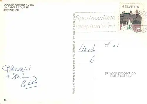 AK / Ansichtskarte Zuerich ZH Dolder Grand Hotel