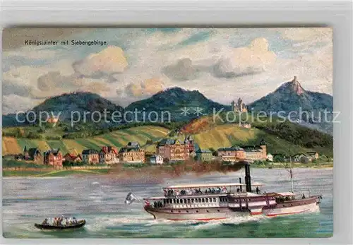 AK / Ansichtskarte Koenigswinter Rhein mit Siebengebirge Kuenstlerkarte