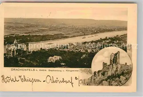 AK / Ansichtskarte Koenigswinter Rhein mit Drachenfels und Drachenburg