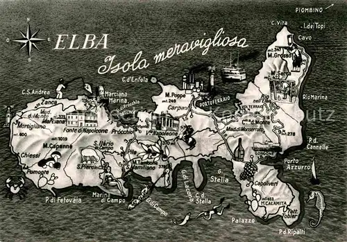 AK / Ansichtskarte Insel Elba Isola meravigliosa Landkarte Kat. Italien