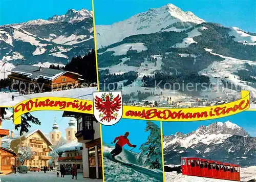 AK / Ansichtskarte St Johann Tirol Angerer Alm Hauptplatz Bergbahn gegen Kaiser Kat. St. Johann in Tirol