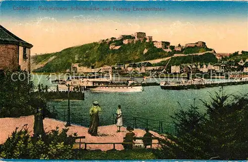 AK / Ansichtskarte Koblenz Rhein Schiffsbruecke Festung Ehrenbreitstein Kat. Koblenz