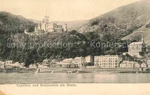 AK / Ansichtskarte Kapellen Stolzenfels Teilansicht mit Schloss Kat. Koblenz