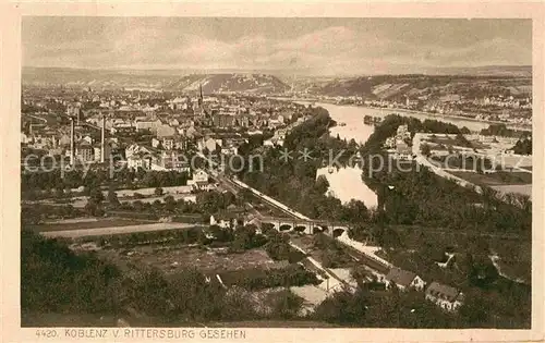 AK / Ansichtskarte Koblenz Rhein Blick von Rittersburg Kat. Koblenz