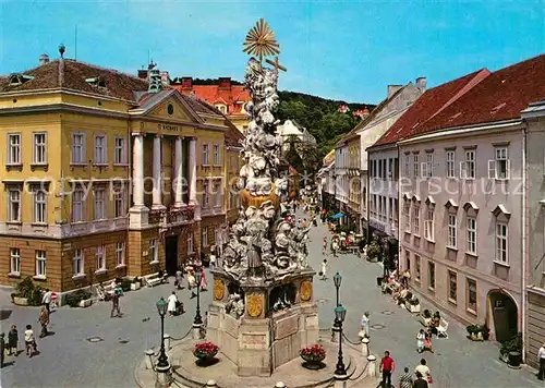 AK / Ansichtskarte Baden Wien Hauptplatz mit Rathaus und Pestsaeule Kat. Baden