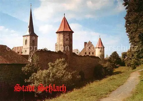 AK / Ansichtskarte Sesslach Stadtmauer Altstadt Landessieger Bundessieger 1986 87 fuer Stadtsanierung Kat. Sesslach