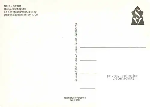 AK / Ansichtskarte Nuernberg Heilig Geist Spital Museumsbruecke Denkmalaufbauten um 1700 Kat. Nuernberg