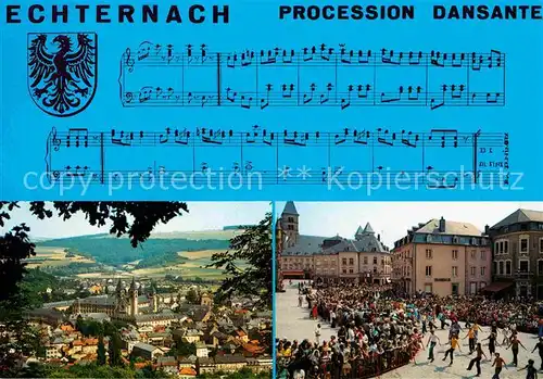 AK / Ansichtskarte Echternach Procession dansante Basilique Chanson Notes Kat. Luxemburg
