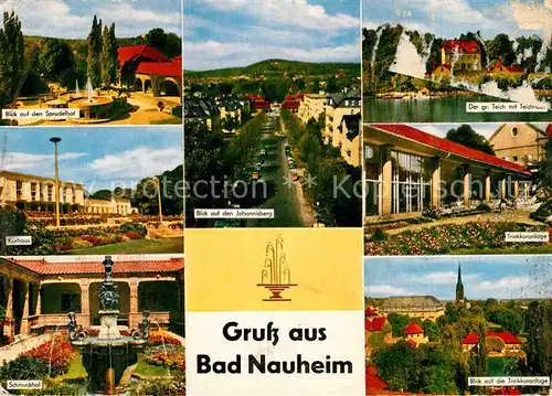 AK / Ansichtskarte Bad Nauheim Sprudelhof Grosse Teich Trinkkuranlage Schmuckhof Kurhaus Johannisberg Kat. Bad Nauheim