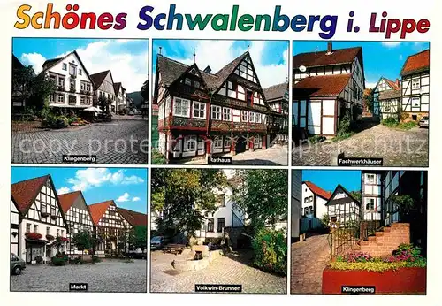 AK / Ansichtskarte Schwalenberg Klingenberg Rathaus Fachwerkhaeuser Volkwin Brunnen Markt Kat. Schieder Schwalenberg