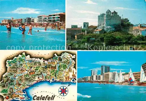 AK / Ansichtskarte Calafell Tarragona Strand Burg Lageplan Kat. Spanien