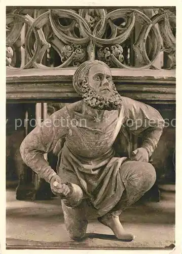 AK / Ansichtskarte Nuernberg St. Lorenzkirche Adam Kraft Selbstbildnis Skulptur am Sakramenthaeuschen Kat. Nuernberg