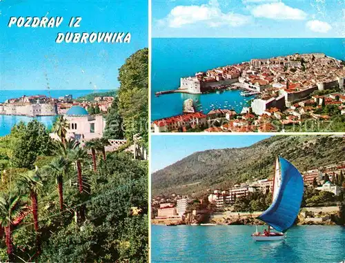 AK / Ansichtskarte Dubrovnik Ragusa Fliegeraufnahme mit Hafen Kat. Dubrovnik