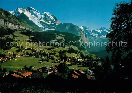 AK / Ansichtskarte Wengen BE mit Jungfrau und Breithorn Kat. Wengen