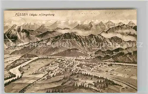 AK / Ansichtskarte Fuessen Allgaeu Panorama Lechtaler Alpen Kat. Fuessen