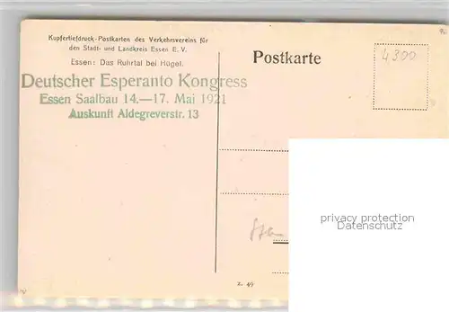 AK / Ansichtskarte Essen Ruhr Huegel Esperanto Kongress  Kat. Essen