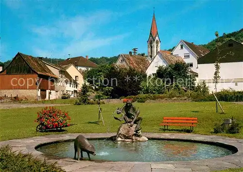 AK / Ansichtskarte Gailingen Park mit Narrenbrunnen Kat. Gailingen am Hochrhein