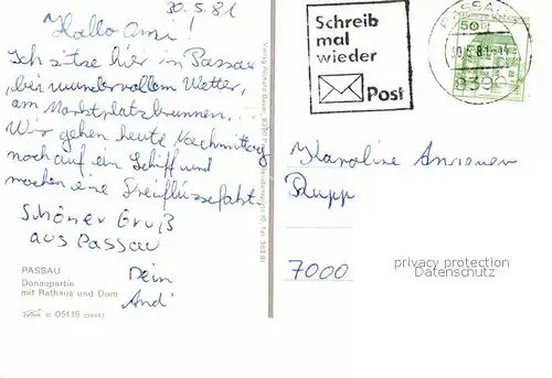AK / Ansichtskarte Passau Donaupartie mit Rathaus und Dom Kat. Passau