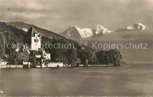 AK / Ansichtskarte Oberhofen Thunersee Eiger Moench Jungfrau Kat. Oberhofen Thunersee