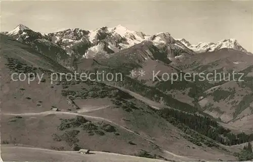 AK / Ansichtskarte Adelboden Hahnenmoos Pass mit Mittaghorn Wildhorn Spitzhorn Kat. Adelboden