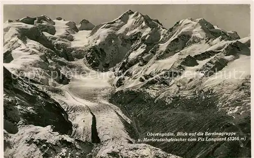 AK / Ansichtskarte Morteratschgletscher vom Piz Languard gesehen mit Berninagruppe Kat. Morteratsch