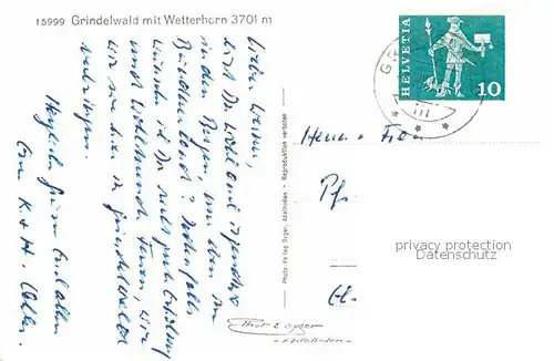 AK / Ansichtskarte Grindelwald mit Wetterhorn Kat. Grindelwald