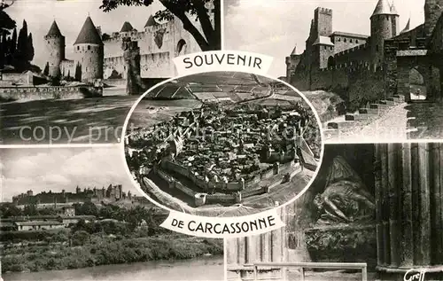 AK / Ansichtskarte Carcassonne Entre de la Cite Montee de la Porte d Aude La Pieta vue aerienne Kat. Carcassonne