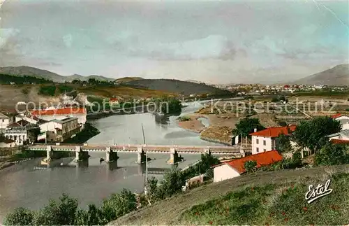 AK / Ansichtskarte Behobie Frontiere Franco Espagnole La Bidassoa Pont International Ile des Faisans au loin Irun Espagne Kat. Urrugne