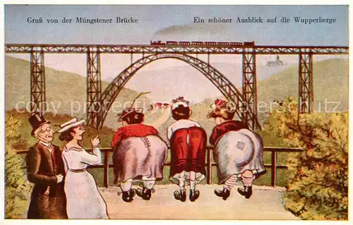 AK / Ansichtskarte Muengsten Eisenbahnbruecke Wupperberg Karikatur  Kat. Remscheid