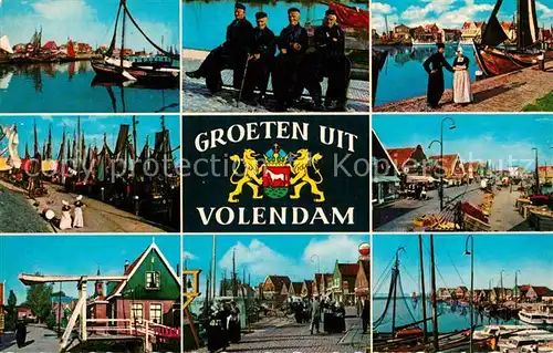 AK / Ansichtskarte Volendam Hafen Tracht Ziehbruecke Kat. Niederlande