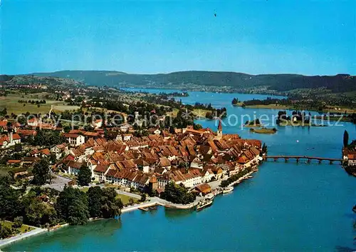 AK / Ansichtskarte Stein Rhein Fliegeraufnahme mit Insel Werd und Untersee Kat. Stein Rhein