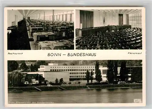 AK / Ansichtskarte Bonn Rhein Restaurant Plenarsaal Rheinansicht des Bundeshauses Kat. Bonn