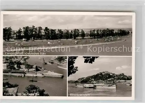 AK / Ansichtskarte Koblenz Rhein Fliegeraufnahme Campingplatz Deutsches Eck Ehrenbreitstein Kat. Koblenz