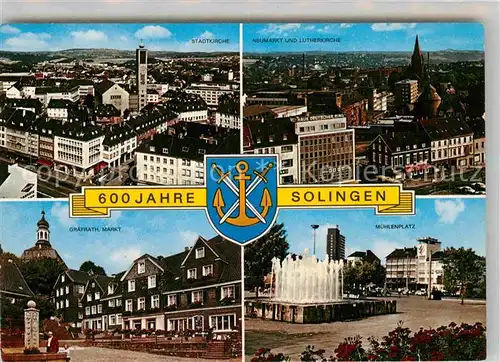 AK / Ansichtskarte Solingen Stadtkirche Graefrath Markt Muehlenplatz Lutherkirche Kat. Solingen
