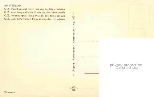 AK / Ansichtskarte Amsterdam Niederlande Voorburgwal met Huis aan de drie grachten Kat. Amsterdam