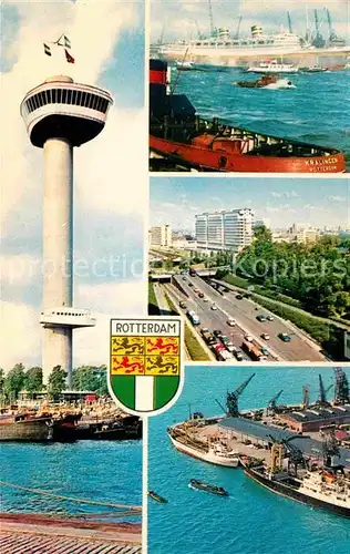 AK / Ansichtskarte Rotterdam Aussichtsturm Fliegeraufnahme Hafen Kat. Rotterdam