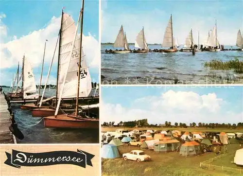 AK / Ansichtskarte Duemmersee Mecklenburg Vorpommern Bootssteg Segelboote Campingplatz