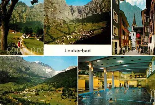 AK / Ansichtskarte Leukerbad Fliegeraufnahme Ortspartie Schwimmhalle Kat. Loeche les Bains